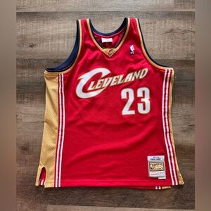 Mitchell & Ness Red and Gold Cavaliers Jersey LeBron James